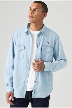 relaxed casual overhemd light blue denim