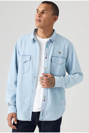 relaxed casual overhemd light blue denim