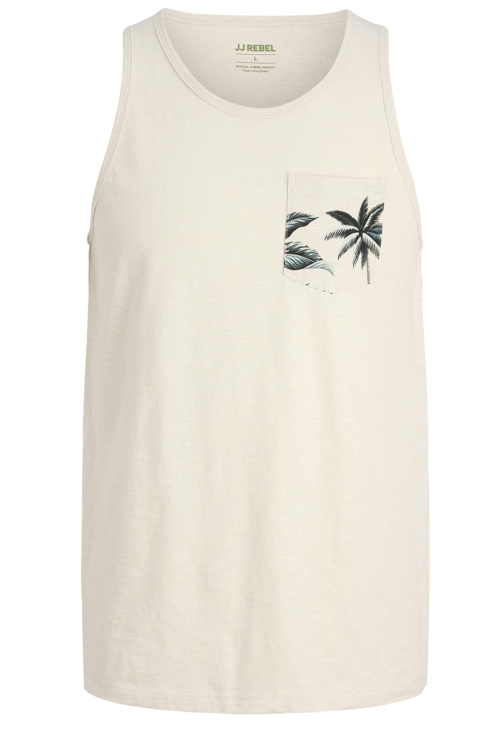 Ecru heren JJ REBEL regular fit tanktop van katoen met ronde hals