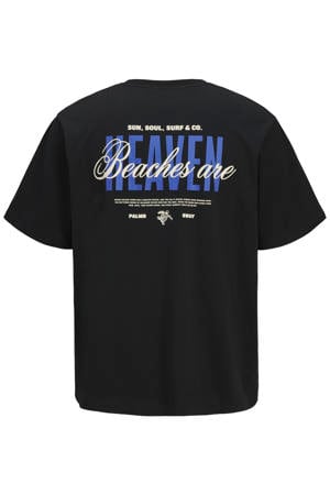 relaxed T-shirt met backprint zwart