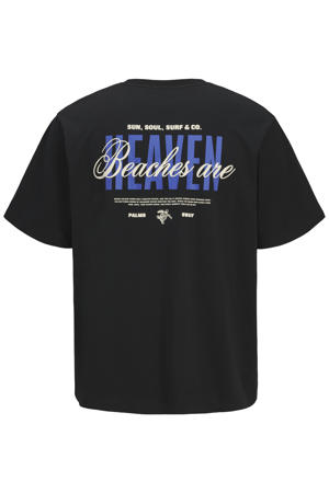 relaxed T-shirt met backprint zwart