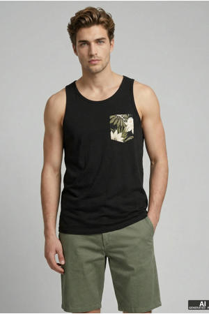 regular fit tanktop met print - zwart