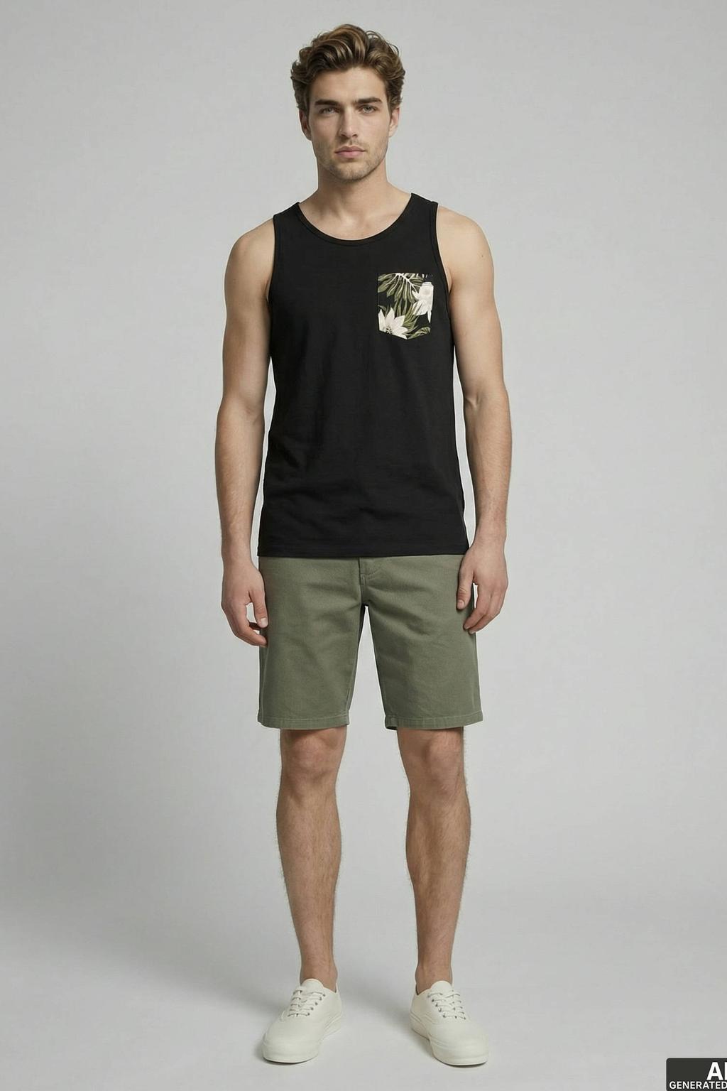 Zwarte heren JJ REBEL regular fit tanktop van katoen met ronde hals