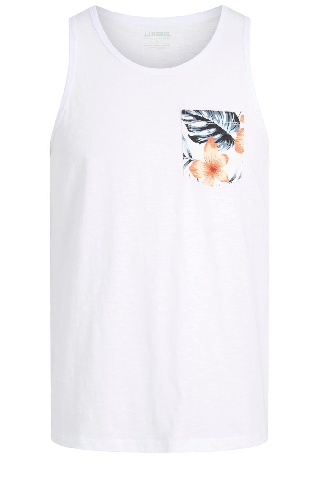 Witte heren JJ REBEL regular fit tanktop van katoen met ronde hals