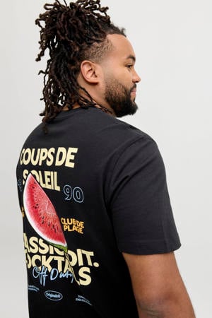 regular fit T-shirt met backprint - zwart