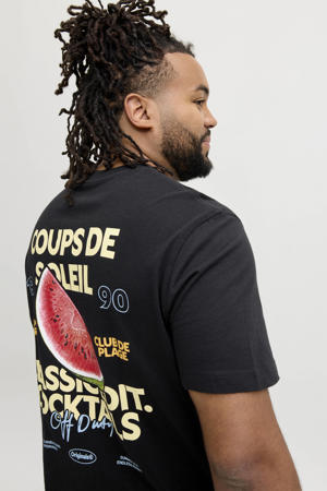 regular fit T-shirt met backprint - zwart