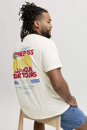 regular fit T-shirt met backprint - antiek wit