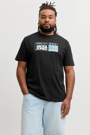 regular fit T-shirt met print - zwart