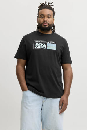 regular fit T-shirt met print - zwart