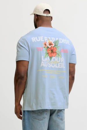 regular fit T-shirt met backprint - lichtblauw