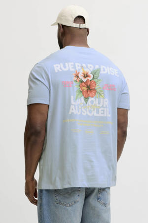 regular fit T-shirt met backprint - lichtblauw