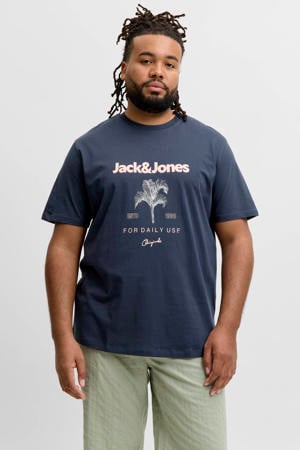 regular fit T-shirt met print - donkerblauw