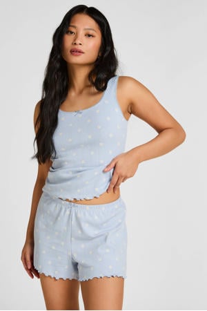 pyjamashort Pointelle blauw