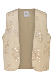 thumbnail: MS Mode gilet met pailletten beige