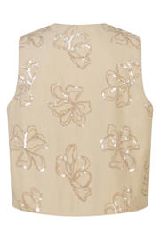 thumbnail: MS Mode gilet met pailletten beige