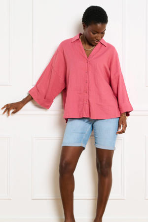 blouse met linnen roze