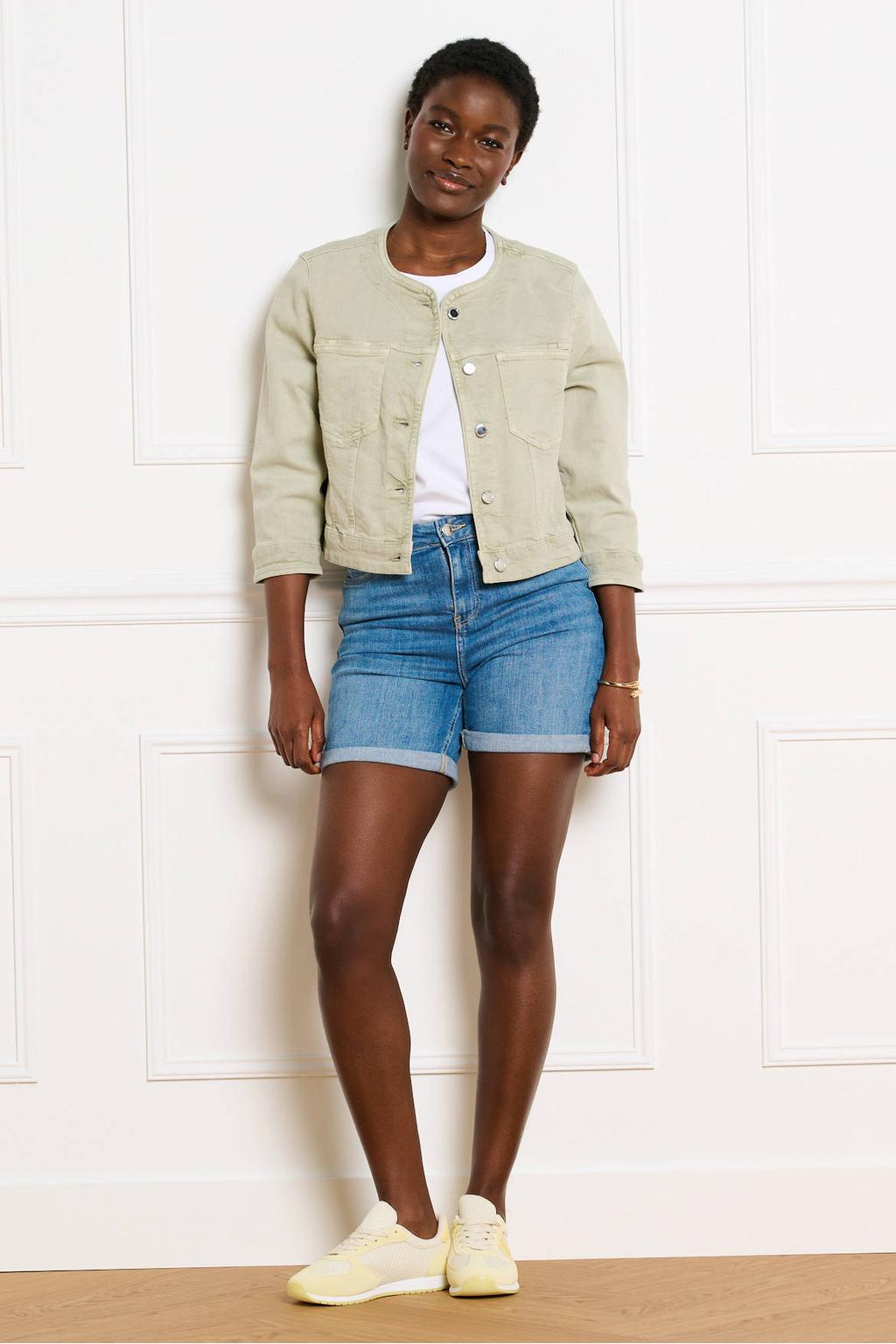 Dark blue denim dames LOLALIZA slim regular waist short van denim met effen