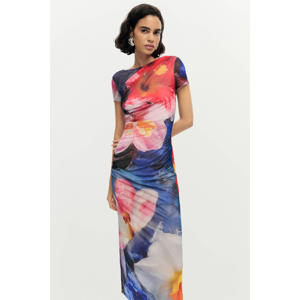 gebloemde maxi jurk blauw