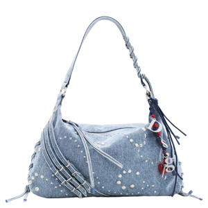 denim schoudertas blauw