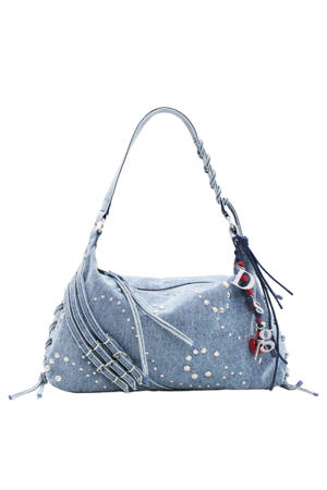 denim schoudertas blauw
