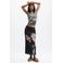 Desigual gebloemde midi rok - zwart