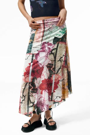 midi rok met print - meerkleurig