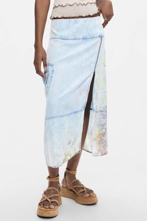 lyocell midi rok - lichtblauw denim
