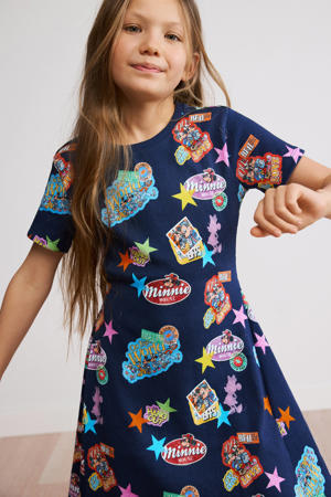 Minnie Mouse midi T-shirtjurk met print - donkerblauw