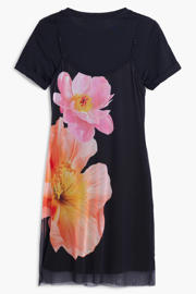 thumbnail: Desigual gebloemde T-shirtjurk korte jurk zwart
