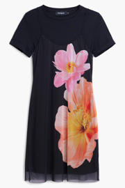 thumbnail: Desigual gebloemde T-shirtjurk korte jurk zwart