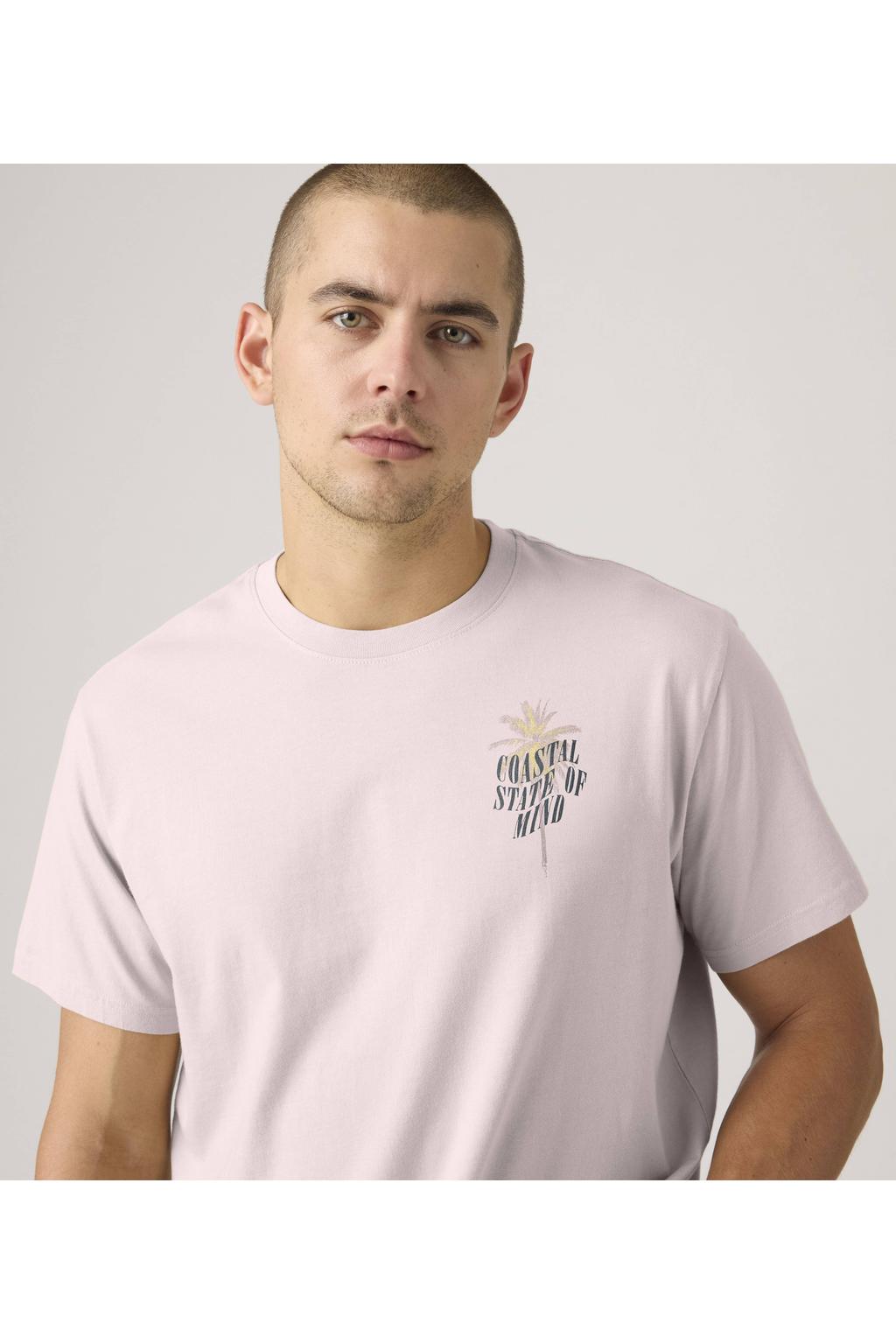 Lichtroze heren Levi's regular T-shirt van katoen met backprint, korte mouwen en ronde hals