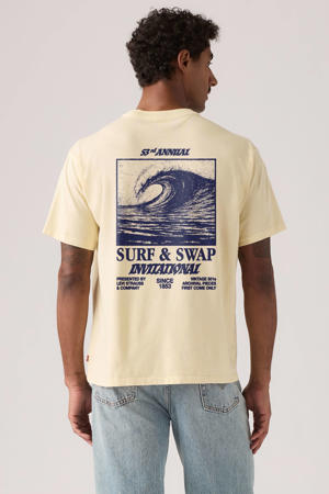 relaxed T-shirt met backprint lichtgeel
