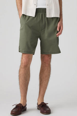linnen regular fit casual short - donkergroen
