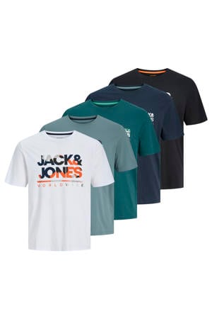 regular fit T-shirt met logo (set van 5)