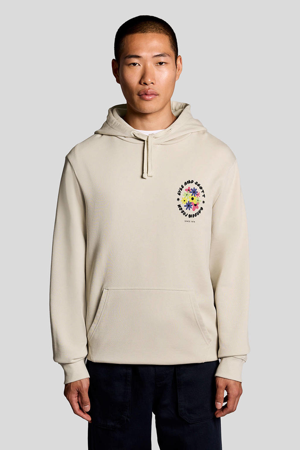 Lyle & Scott hoodie met backprint beige