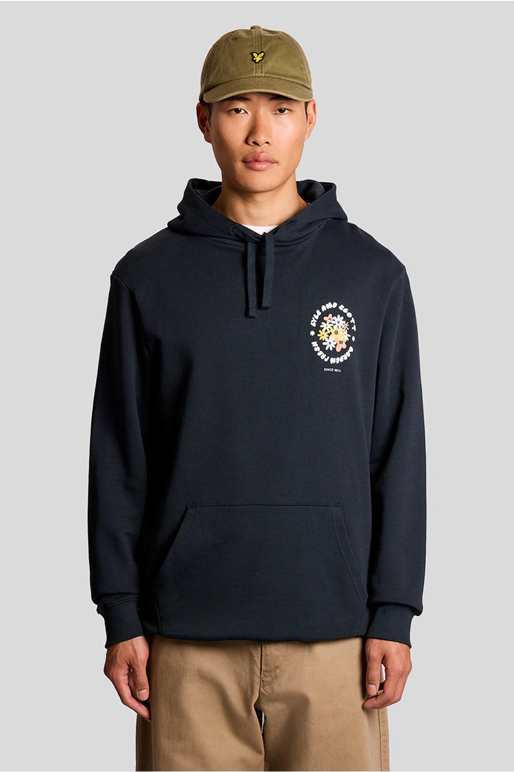 Lyle & Scott hoodie met backprint donkerblauw