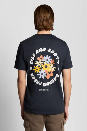 regular T-shirt met backprint donkerblauw