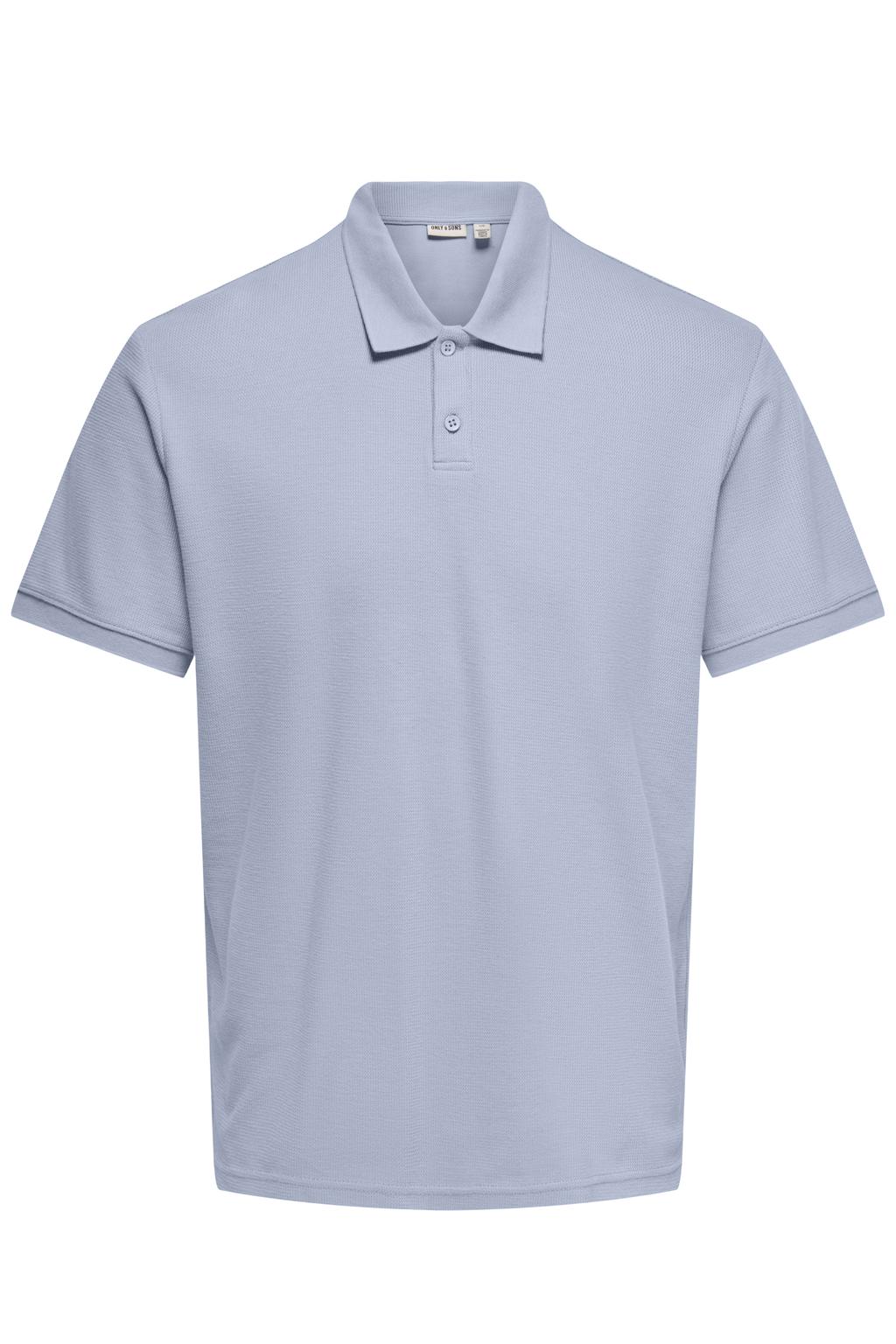 Lavendelkleurige heren ONLY & SONS regular polo van katoen met effen, korte mouwen en knoopsluiting