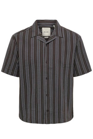 relaxed gestreept casual overhemd bruin