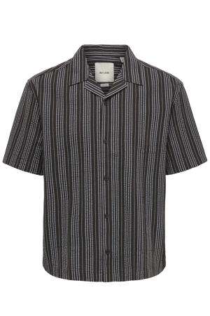 relaxed gestreept casual overhemd bruin