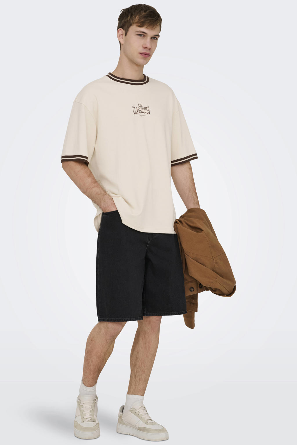 ONLY & SONS loose fit denim short - gewassen zwart