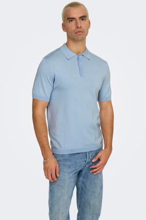 regular polo gebreid blauw