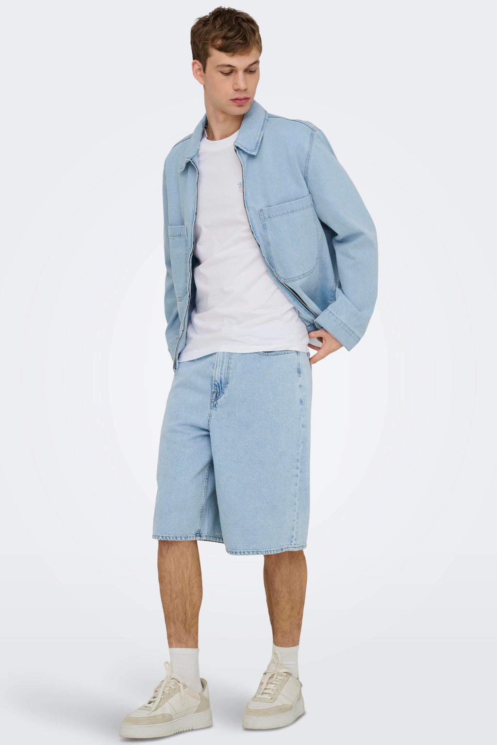 ONLY & SONS loose fit denim short - lichtblauw