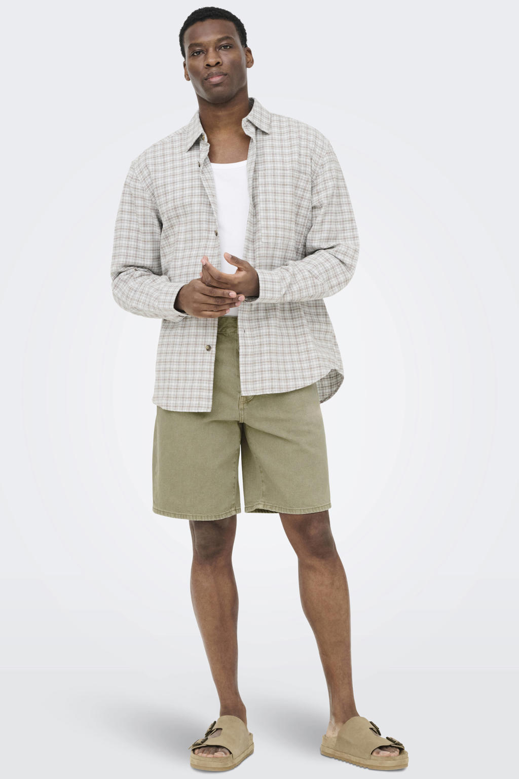 ONLY & SONS ONSEDGE straight denim short groen