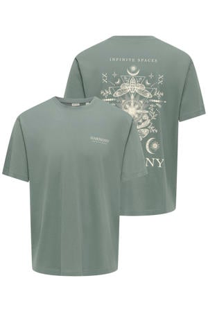 relaxed T-shirt met backprint groen