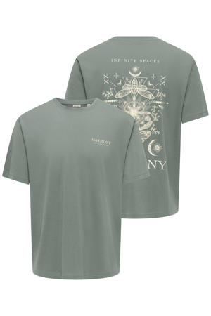 relaxed T-shirt met backprint groen