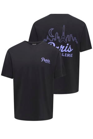 relaxed T-shirt met backprint zwart