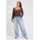NOISY MAY Curve regular fit longsleeve Plus Size - bruin