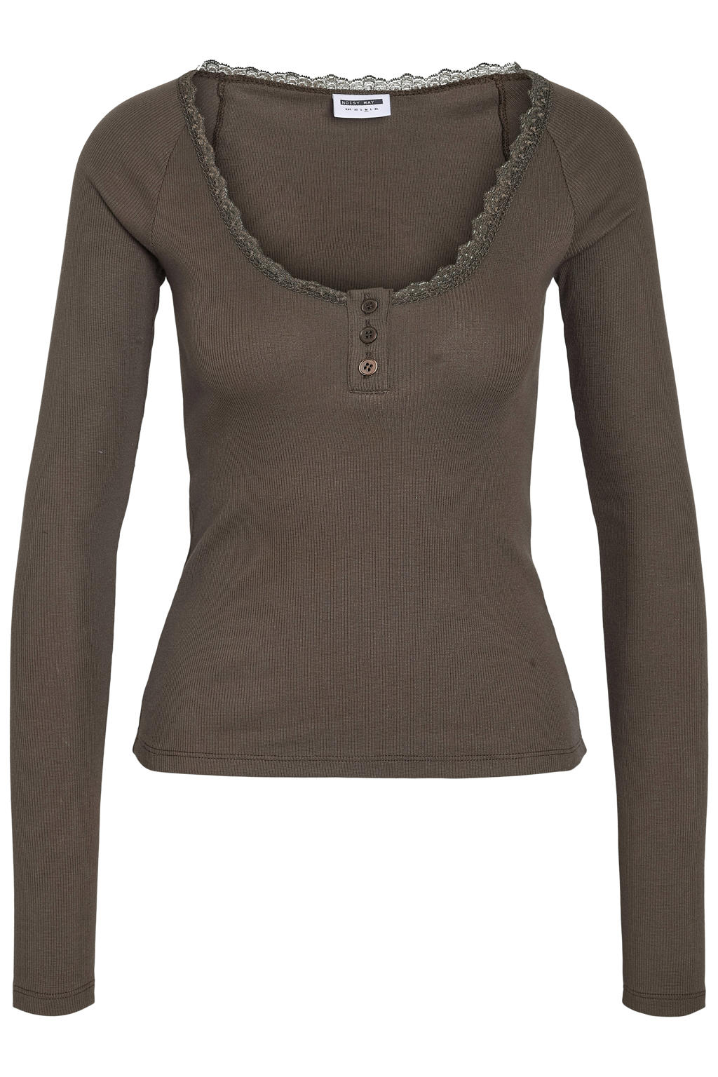 NOISY MAY Curve regular fit longsleeve Plus Size - bruin