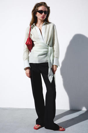 straight regular waist pantalon zwart